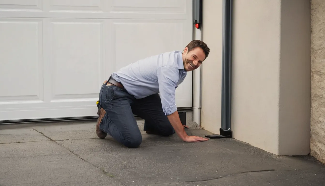 A provider checking garage door safety sensors near Eatontown